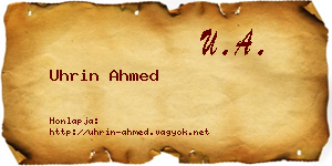 Uhrin Ahmed névjegykártya
